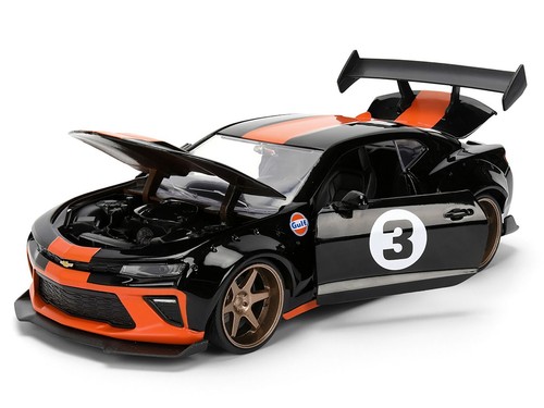 2016 CHEVROLET CAMARO #3 "GULF" BLACK 1/24 DIECAST MODEL CAR BY JADA 36344 - Picture 3 of 9