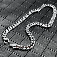 Men's Heavy Miami Cuban Curb Link Chain Stainless Steel Necklace Jewelry 12mm
