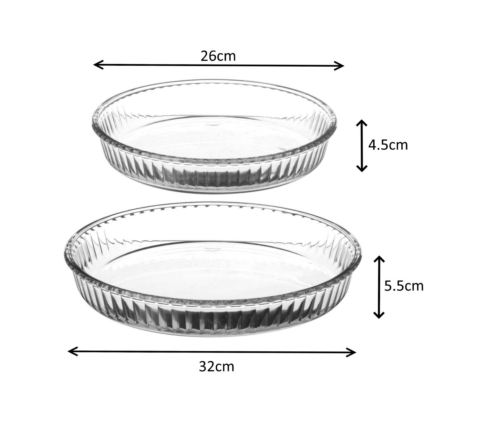 Glass Pie Tart Dish Round Deep Quiche Flan Dish Fluted Baking Oven Safe