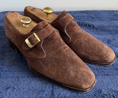 GUCCI VINTAGE SUEDE LEATHER MONK STRAP LOAFERS / SHOES / MEN 42.5 EURO - 9.5 D