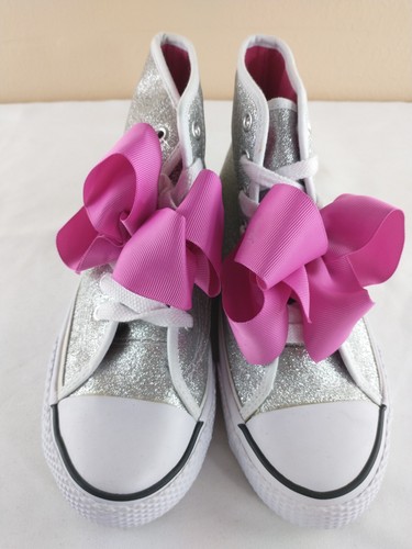 Girl's Shoe Size 3 High-Top Sneakers Silver Glitter with Box Lace Up Legacee NEW