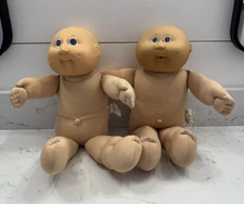 Cabbage Patch Kids Doll Bald Baby Lot of 2 1985 1986 Blue Eyes Dimples Coleco