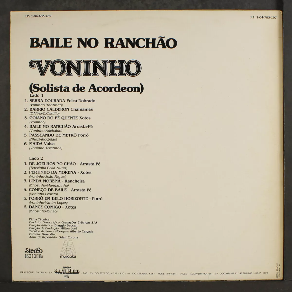 VONINHO: baile no ranchao MUSICOLOR 12 LP 33 RPM