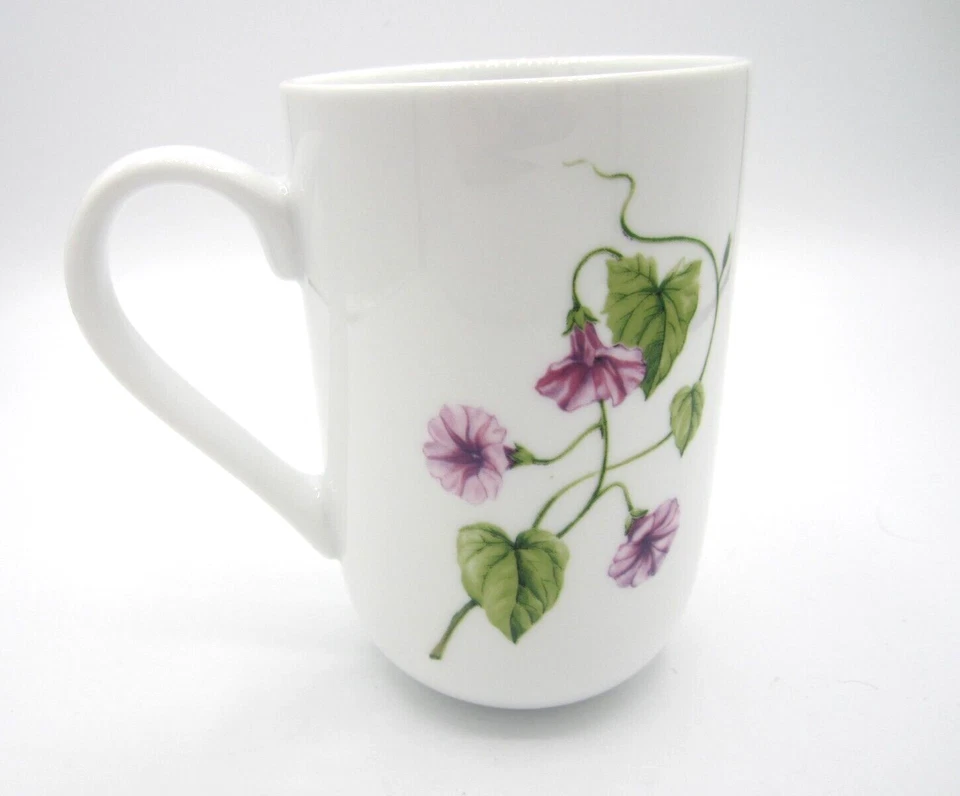 Taza de té café Martha Stewart, blanca con violetas y hojas moradas 14 oz (320) Foto 2 de 4
