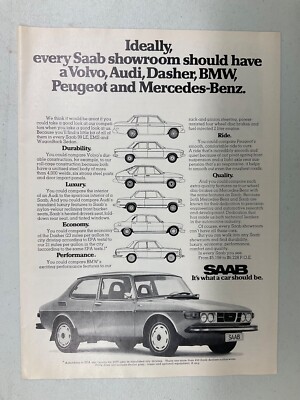 MISC1292 Vintage Advertisement 1975 SAAB 99LE EMS & WagonBack Sedan April 1975