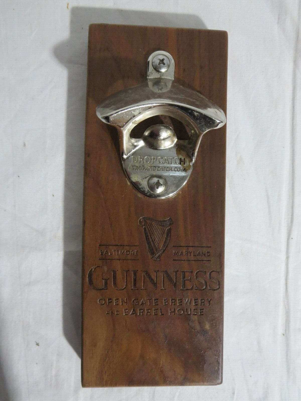 Guinness Wooden Wall-Mounted Magnetic Bottle Opener with Drop Catch