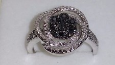 Kims Jewelers Sterling Silver Smoke/Black Diamond Spiral Ring (7, 7.25, 7.5, 8)