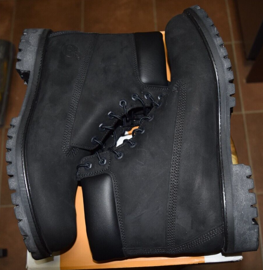 Men's-Timberland-Premium-6 inch-Waterproof-Black-Nubuck-Shoes