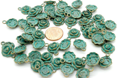 Antiqued Patina Green Bronze Charm Beads for Pendant Earing Jewelery Bracelet - Imagen 20 de 44