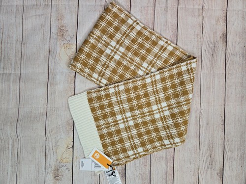 Timberland Scarf Buffalo Plaid Tan and Off-White NEW 10" x 68" NWT Warm logo - Picture 7 of 10