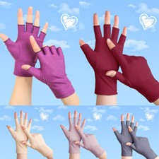 Breathable Thin Mittens Sunscreen Half Finger Gloves Solid Color Slip Resista  