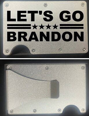 CUSTOM ''LET'S GO BRANDON'' ENGRAVED SLIM MINIMALIST WALLET - SILVER GRAY