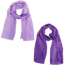 Wrapables Lightweight Silky Solid Colored Scarf Set of 2 , Lilac and Indigo