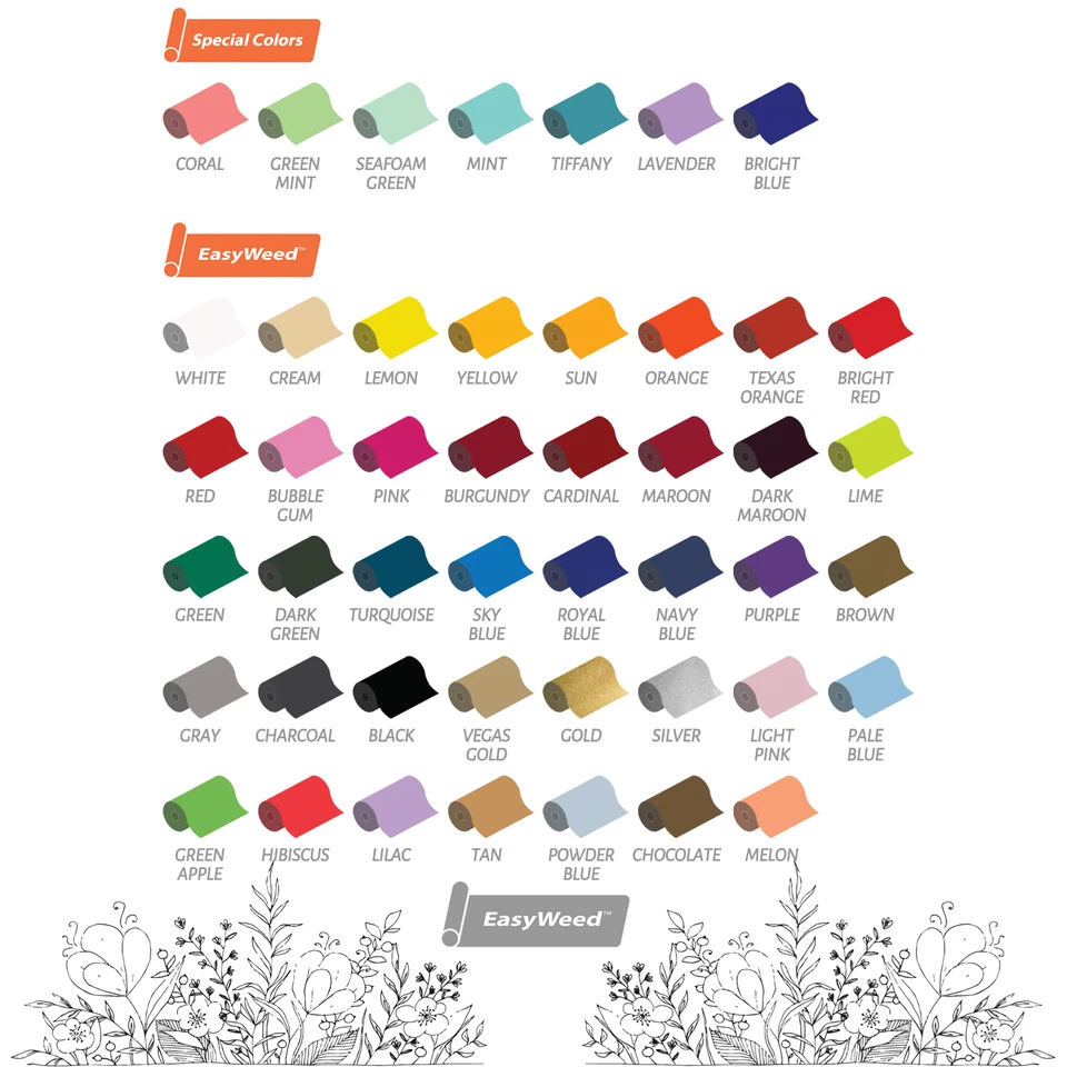 Siser Easyweed Heat Transfer Vinyl 15 Sheets of 12" x 12"  MIX & MATCH  - Image 2 of 3