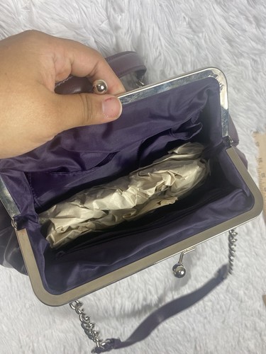 Borsa donna viola caramelle borsetta borsetta pochette 6x11 pollici tracolla catena - Foto 5 di 9