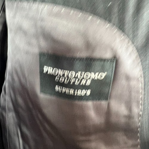 Pronto Uomo Suit Mens 48R Gray Striped 2 Button 100% Wool Moores Couture 42x29 - Picture 12 of 23