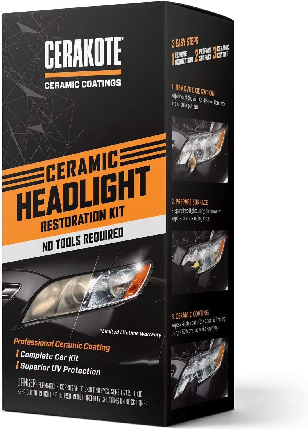 CERAKOTE® Ceramic Headlight Restoration Kit – Guaranteed 1 VEHICLE KIT, Clear