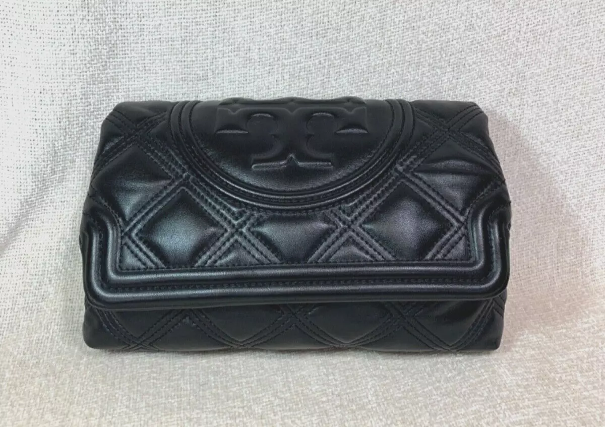 Fleming Clutch of Tory Burch - Black quilted clutch bag with flap