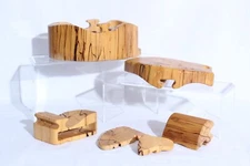 Artisan Wood Trinket Puzzle Box Signed Folk Art Jewelry