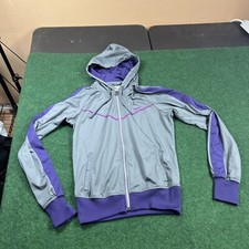 Women's Nike Athletic Gray Purple Zip-Up Athletic Hoodie Jacket Size Medium