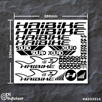 Haibike V2 Stickersatz Schwarz | Aufkleber Set Fahrrad eBike BMX MTB Rahmen