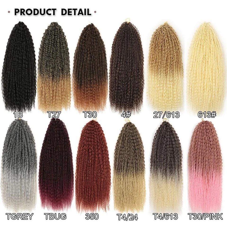 20-28 Inch Curly Crochet Braids Hair Ombre Braiding Hair Extensions Brown Hair - Image 3 of 4