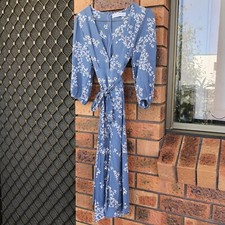 Faithfull The Brand 'Margot’ Blue Floral Print Wrap Dress AU6