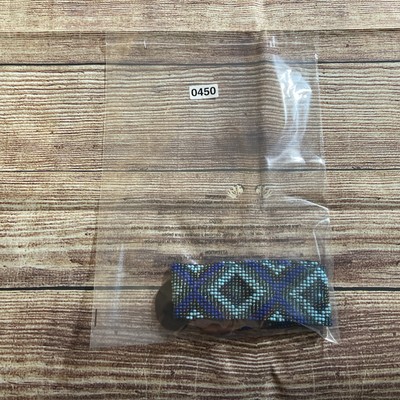 Vintage Boho Hippie Beaded Stretch Belt Wide Blue Tribal Geometric Southwestern Boho Hippie Beaded Stretch Belt Wide Blue Tribal Geometric  main image 2