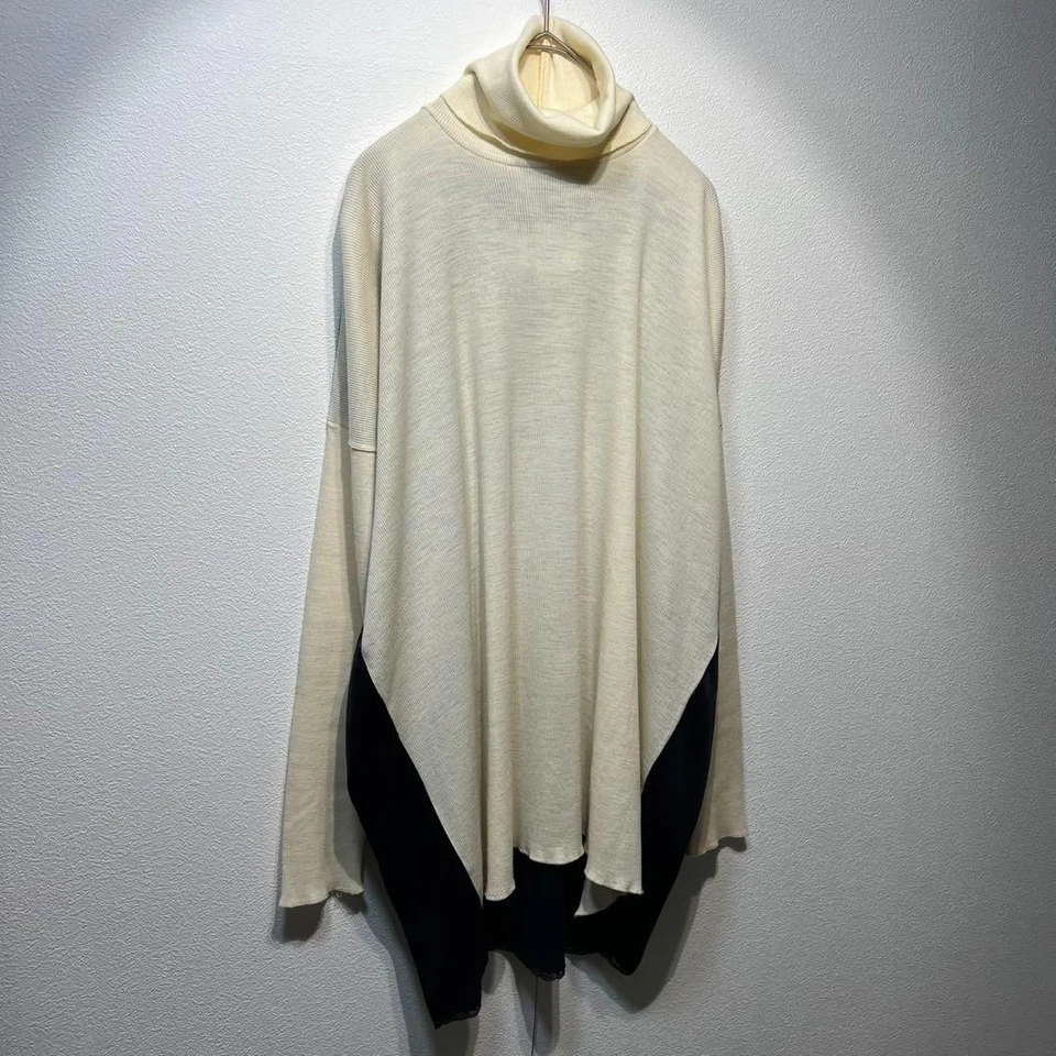 MM6 Maison Margiela Wool rayon switching docking turtleneck knit sweater - Imagem 2 de 4
