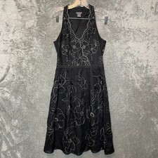 Ann Taylor Women Dark Romantic Floral Classy Surplice Sleeveless Midi Dress 2