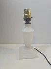 Vintage White Milk Glass Hobnail Electric Table Lamp Square Base Opaque
