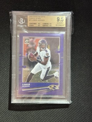 2020 Panini Donruss Optic - Lamar Jackson Purple Stars Prizm /25 BGS Quad 9.5