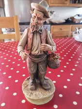 Vintage Capodimonte Porcelain Figurine Tramp Old Man With Fruit Basket VGC