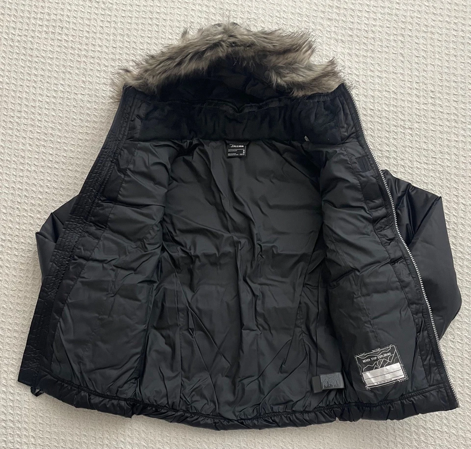 The North Face Girl Gotham 2.0 Down Puffer Jacket Hoodie Fur - Black - M (10/12) - Image 2 of 4