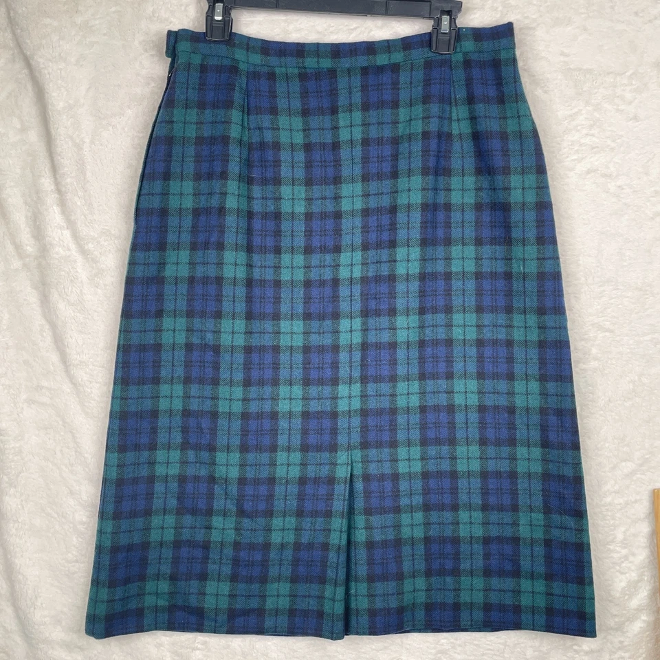 Vtg Pendleton Wool Midi Skirt Sz 16 Black Watch Tartan Plaid Academia Preppy* - Image 4 of 4