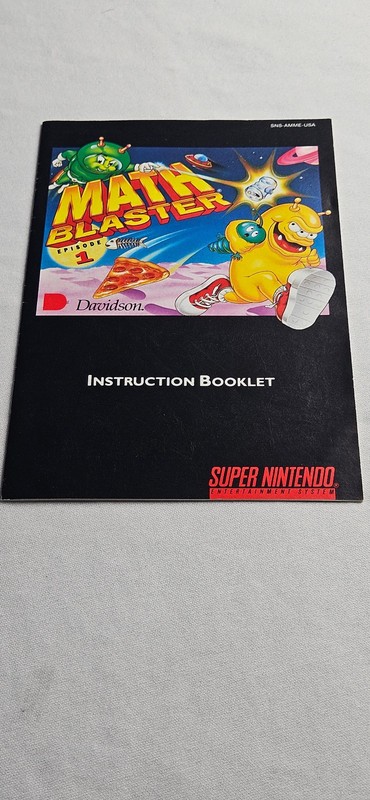 Math Blaster: Episode One (Super Nintendo, 1994) *MANUAL ONLY* - NO GAME !