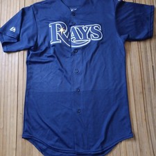 Mens Majestic Tampa Bay Rays Button Baseball Jersey Small Cool Base