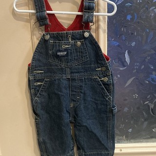 OshKosh Blue Denim Overall One Piece Overalls 3 6 Months Pockets Button Buckle
