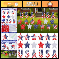18 Pcs 4th of July Yard Signs - Patriotic Outdoor Decorations for Independence D