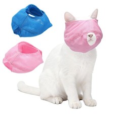 Cat Muzzle Breathable Mesh Muzzle Circumference 9-10 Inches Pink/Blue
