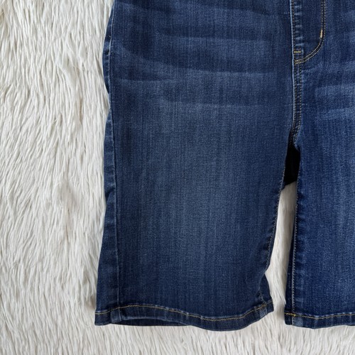 Judy blau blau dunkle Waschung hoch geschnitten vorne flach Bermuda Denim Shorts Damen L - Bild 17 von 24