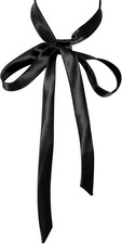 Bow Tie for Women Girls Self Tie Satin Ribbon Bow Ties Bowties Long Black