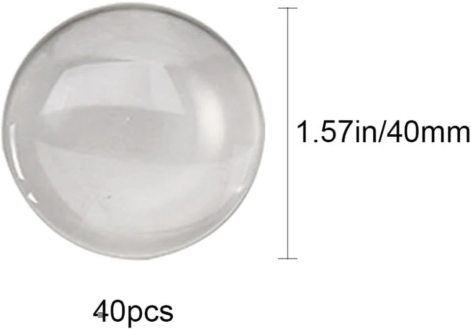 40 Piezas Cabujones Cúpula de Vidrio 40Mm Azulejos Redondos Transparentes, Transparente Medio Redondo Plano B Foto 2 de 2