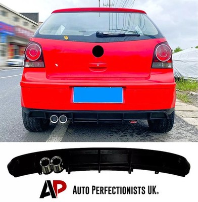 For VW Polo MK4 9N GTI Style Rear Gloss Black Valance Diffuser Spoiler Body Kit