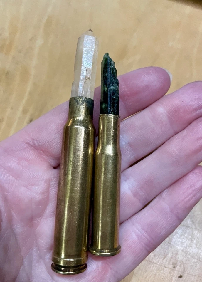 (5) Crystal Bullets for use in jewelry making Quartz & Epidote - Image 3 of 4