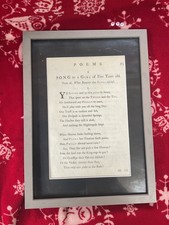 Poetry Art Print FRAMED , Rare Large , Genuine From 1760 By Samuel Wesley
