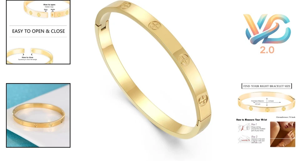 Stunning 18K Gold Plated Cuff Bracelet with Cubic Zirconia - Friendship Gift - Image 2 of 4