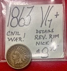 1863 Indian Head Cent! (VG+) “Details & Rev Rim Nick” Civil War Era! ENN Coins