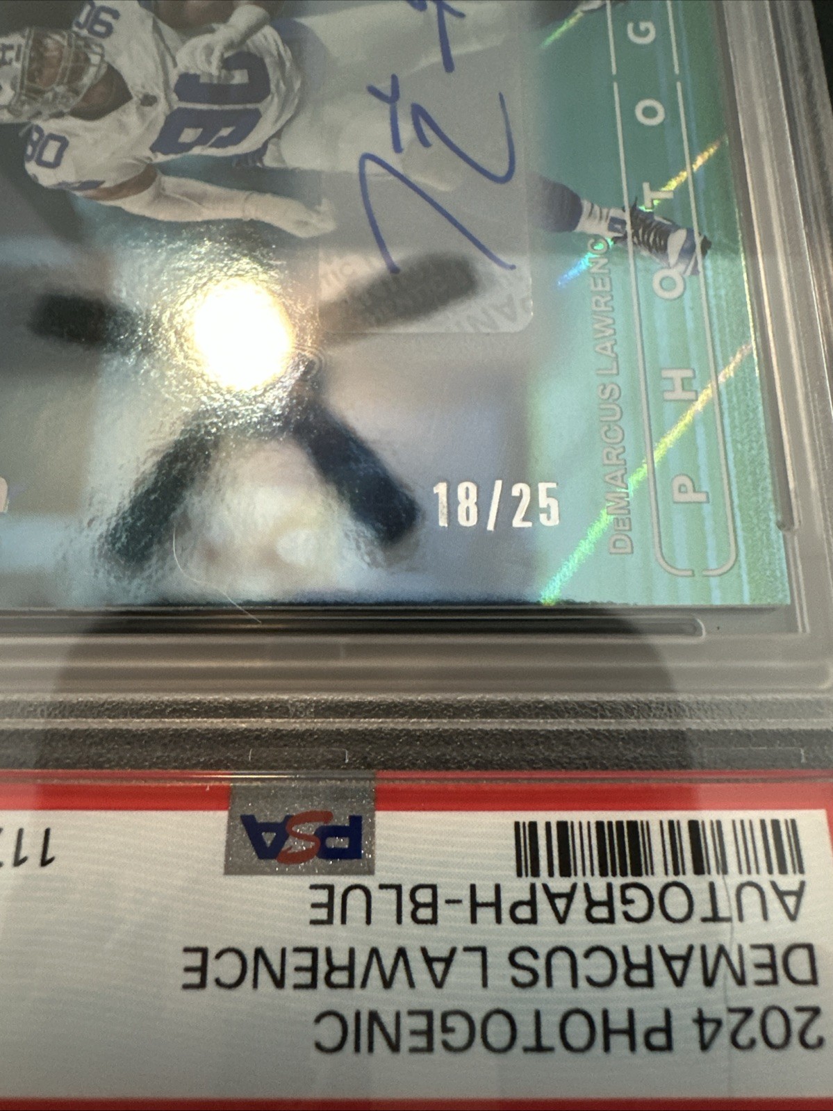 2024 Photogenic DeMarcus Lawrence Blue Auto /25 #86 PSA 9 Cowboys view 2