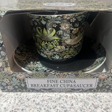 Abbeydale fine china large breakfast  tea cup and saucer set green and black